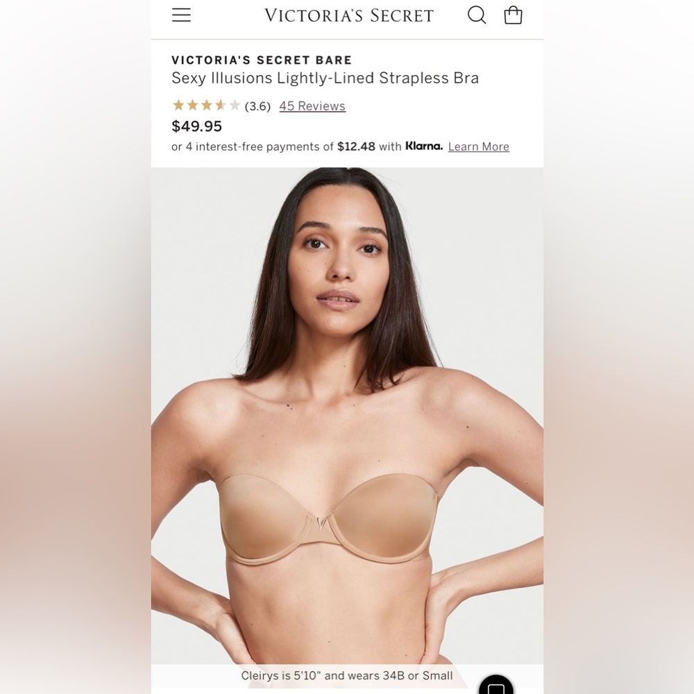Victoria’s Secret Nude Strapless Bra size 32DD